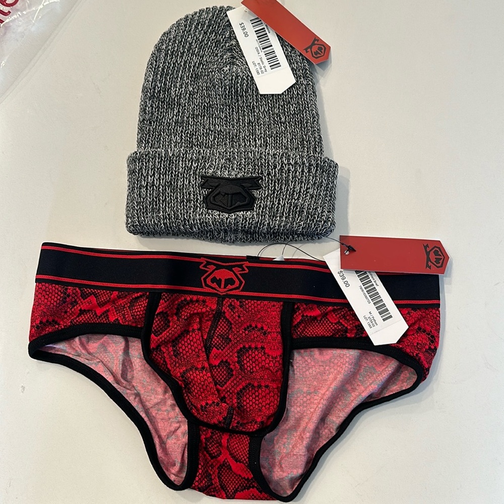 SOLDNWT Nasty Pig brief and beanie SOLD